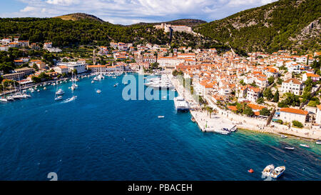 Vue aérienne de Hvar, Croatie Banque D'Images