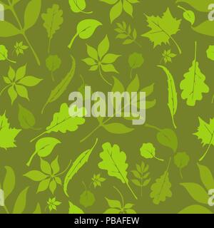 La forêt russe modèle homogène. Tissu camouflage. Format carré. La texture des feuilles. Les arbres européens du design. Chêne, tilleul, hêtre, châtaignier, saule, aulne, Illustration de Vecteur