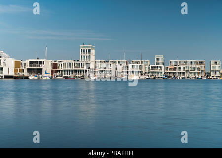 Maisons de l'eau à IJburg, Amsterdam Pays-Bas Banque D'Images