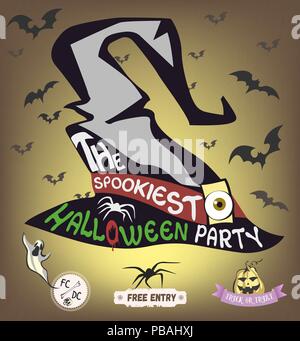 Le plus effrayant Halloween party poster. Vector illustration. Illustration de Vecteur