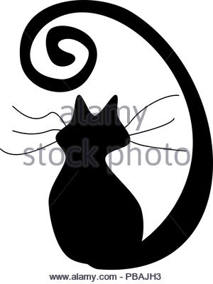 Une Silhouette En Noir Et Blanc D Un Chat Assis Bien Droit Et Se Tourna Vers Un Cote Dessin Couleur Ou De L Illustration Vectorielle Image Vectorielle Stock Alamy