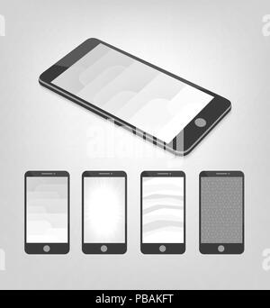 Ensemble de blanc et gris sur fond vecteur modèle de smartphone Illustration de Vecteur