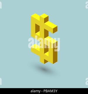 Signe du dollar sous forme de cubes, isométriques, icône de la devise US vector illustration Illustration de Vecteur