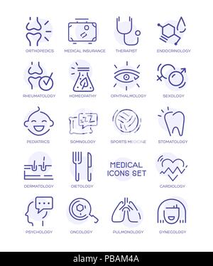 Ensemble d'icônes médicale, ligne vectorielle signe Illustration de Vecteur