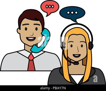 Les agents de centre d'appel personnages avatars Illustration de Vecteur