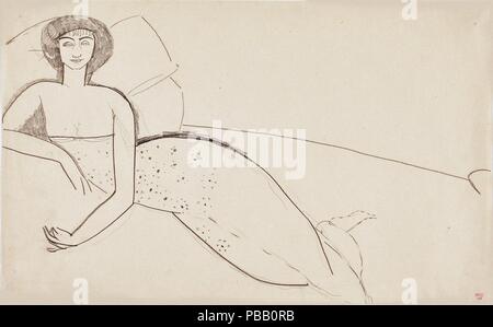 Femme couchée sur un lit (Anna Akhmatova). Musée : collection privée. Banque D'Images