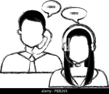 Les agents de centre d'appel personnages avatars Illustration de Vecteur