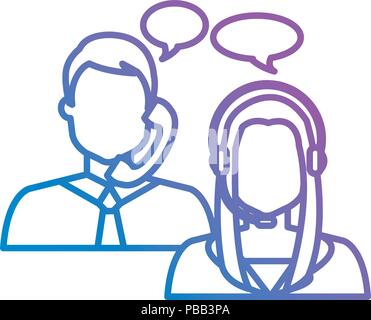 Les agents de centre d'appel personnages avatars Illustration de Vecteur
