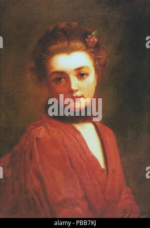 Gustave Jean Jacquet - Portrait d'une fille dans une robe rouge Banque D'Images