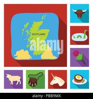 L'Ecosse Pays télévision icônes de collection set pour la conception. Tourisme, culture et tradition symbole vecteur illustration de stock. Illustration de Vecteur