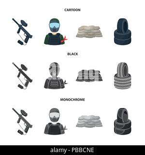 Marqueurs de Paintball, dvd et autres accessoires. Paintball seule icône dans la caricature,Black,style monochrome symbole vecteur illustration de stock . Illustration de Vecteur