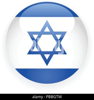 Bouton rond avec drapeau Israël david blue star Illustration de Vecteur