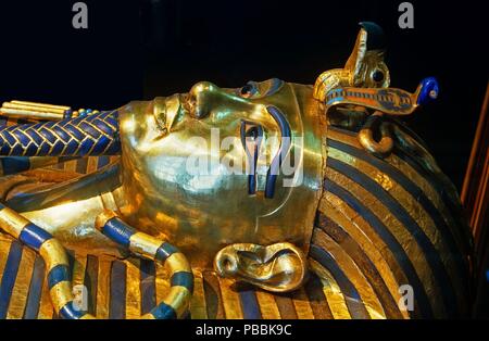 Sarcophage de Toutânkhamon -14ème siècle avant J.-C., Musée des Antiquités égyptiennes, Le Caire, Egypte, Afrique. Banque D'Images