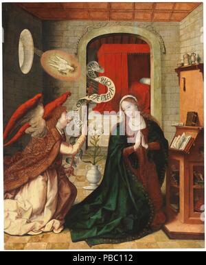 León Picardo / 'l'annonciation'. 1501 - 1535. Huile sur panneau. Musée : Musée du Prado, Madrid, España. Banque D'Images