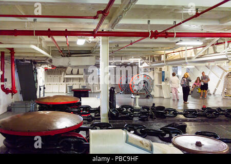 NEW YORK, USA - Sep 25, 2015 : l'intérieur de l'USS Intrepid (I) les combats, l'un des 24 porte-avions de la classe Essex construits pendant la Seconde Guerre mondiale, pour la Banque D'Images