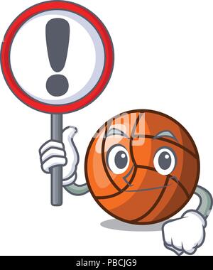 Signe avec caractère volleyball cartoon style Illustration de Vecteur