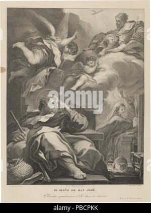 José de Madrazo y Agudo ; du vrai Establecimiento Litográfico de Madrid ; Cayetano Rodríguez -lithographe- (après Luca Giordano) / 'Jacob ?s Dream'. 1829 - 1932. L'aquatinte, lithographie crayon lithographique, grattoir sur papier vélin. Musée : Musée du Prado, Madrid, España. Banque D'Images