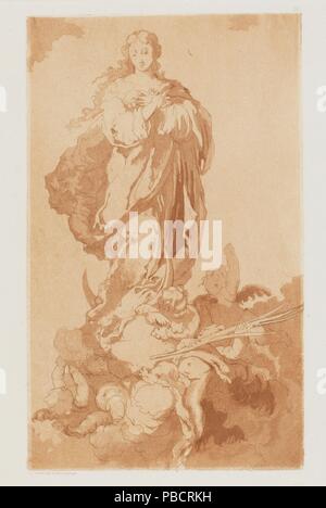 Calcografía Nacional ; Sociedad de Artistas, Juan José Martínez de Espinosa -Graveur- (d'après Bartolomé Esteban Murillo) / 'l'Immaculée Conception". 1874. L'aquatinte, gravure sur bois sur papier ; 1874. Eau-forte, aquatinte sur papier vergé. Musée : Musée du Prado, Madrid, España. Banque D'Images