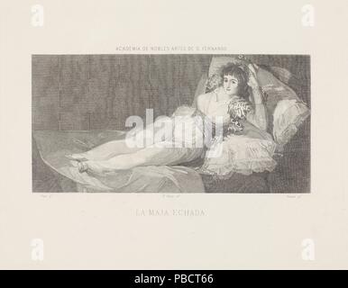 Calcografía Nacional ; José Fernández Olmos, l'impression de Manuel Tello ; Ricardo Franch y Mira -Graveur- (après Francisco de Goya y Lucientes) / "la Maja vêtue'. Ca. 1865. Eau-forte, Burin sur papier vélin ; ca. 1865. Eau-forte, Burin sur papier vélin. Musée : Musée du Prado, Madrid, España. Banque D'Images