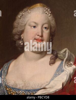 BARBARA DE BRAGANZA . REINA DE ESPAÑA , ESPOSA DE FERNANDO VI . 1711 - 1758. DE OLEO VAN LOO(DETALLE ). MUSEO ACADEMIA DE BELLAS ARTES DE SAN FERNANDO. MADRID. SFGP / © KORPA. Banque D'Images