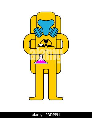 Costume jaune protection Biohazard chimiques. Costume et radioactifs risque biologique. Vector illustration Illustration de Vecteur