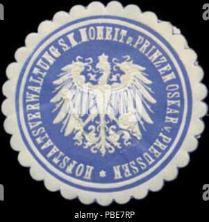 1402 Siegelmarke Hoofstaatsverwaltung S. k. Hoheit des Prinzen Oskar von Preussen W0323011 Banque D'Images