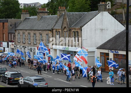 Inverness, Écosse Royaume-Uni, 28 juillet 2018. Une ligne de pro-indépendance 'Oui Bikers'attendre sur la place dans le cadre de l'Inverness mars pour l'indépendance organisée par l'ensemble sous une même bannière : Crédit Fraser S/Alamy Live News Banque D'Images