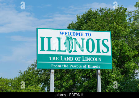 Bienvenue à l'Illinois signe le long de la frontière de l'état Banque D'Images