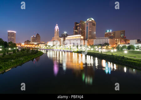 Columbus, Ohio ville le long de la rivière Scioto Banque D'Images