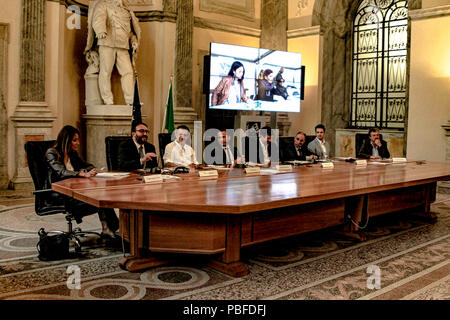 Rome, Italie. 27 juillet, 2018. Conférence de presse à la salle de la Spadolini Ministère du patrimoine culturel à Rome de 'Jazz4Italie 2018' avec le directeur artistique Paolo Fresu . Credit : Daniela Franceschelli/Pacific Press/Alamy Live News Banque D'Images