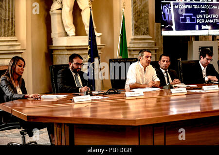 Rome, Italie. 27 juillet, 2018. Conférence de presse à la salle de la Spadolini Ministère du patrimoine culturel à Rome de 'Jazz4Italie 2018' avec le directeur artistique Paolo Fresu . Credit : Daniela Franceschelli/Pacific Press/Alamy Live News Banque D'Images