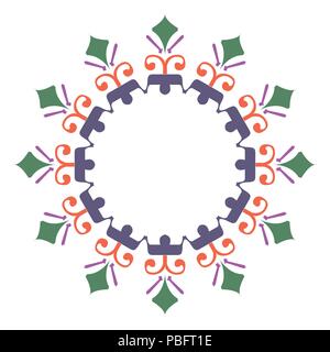 Forme du cercle artistique garnie de couleurs, style de conception ancienne Illustration de Vecteur