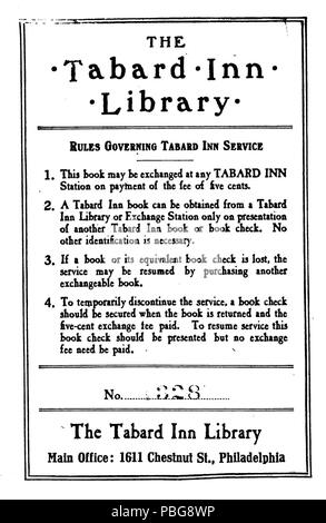 Ex-libris Bibliothèque 1595 Tabard Inn Banque D'Images