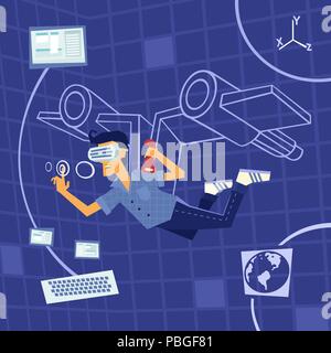 La réalité virtuelle et dans le Casque Gamer Illustration de Vecteur