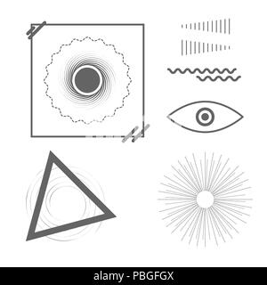 Tendance universelle des formes géométriques. Ensemble des éléments de conception pour la conception Web, des bannières, des présentations ou des cartes de visite, flyers, brochures et affiches. Banque D'Images