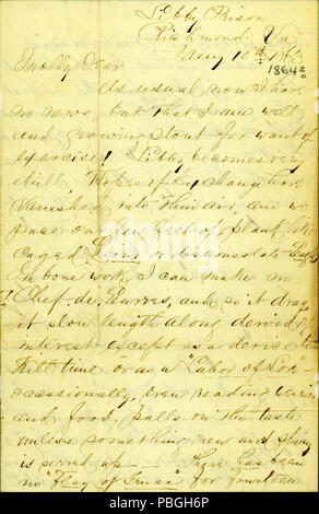 902 Lettre de James E. Amour, Libby Prison, Richmond, Virginie, pour Molly, le 10 janvier, 1864 Banque D'Images