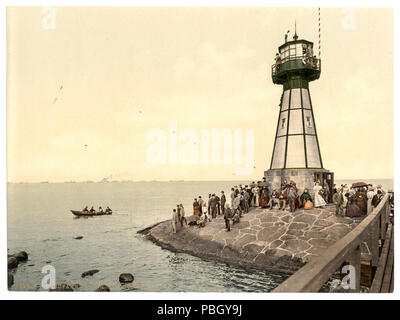 1651 Le phare, Neufahrwasser, la Prusse occidentale, Allemagne (c.-à-d., Gdańsk, Pologne)-RCAC2002714031 Banque D'Images