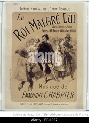 1745 Théâtre national de l'Opéra-Comique. Le Roi malgré lui. Musique de Emmanuel Chabrier. Affiche Jules Chéret Banque D'Images