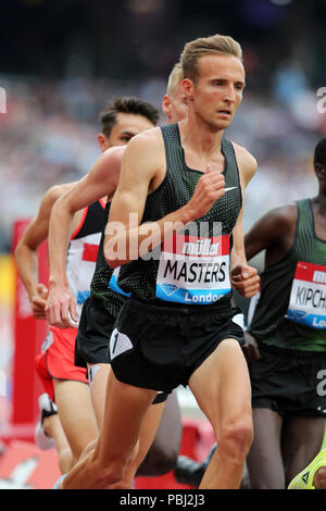 Riley MASTERS (États-Unis d'Amérique) en compétition dans l'épreuve du 5000m au final, 2018, l'IAAF Diamond League Jeux Anniversaire, Queen Elizabeth Olympic Park, Stratford, London, UK. Banque D'Images