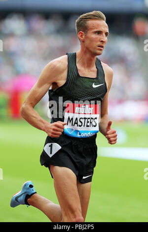 Riley MASTERS (États-Unis d'Amérique) en compétition dans l'épreuve du 5000m au final, 2018, l'IAAF Diamond League Jeux Anniversaire, Queen Elizabeth Olympic Park, Stratford, London, UK. Banque D'Images