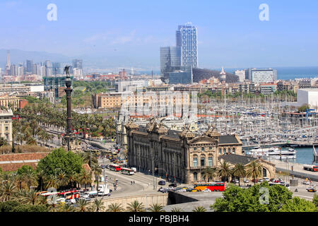 Plus de détails vue panoramique de Barcelone, Port Vell Banque D'Images