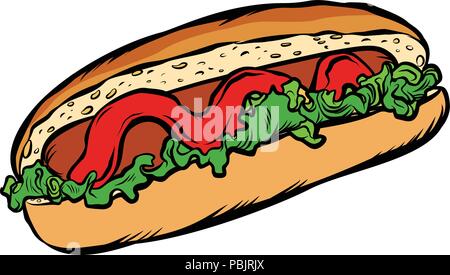 Salade de hot-dog ketchup isoler sur un fond blanc Illustration de Vecteur