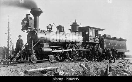 . Anglais : le Québec et le lac Saint-Jean Railway Locomotive : 2 Nombre d'offres avec la mention "H.J.B.,' susceptibles après Horace Jansen Beemer English : Ligne de chemin de fer de Québec au lac Saint-Jean : locomotive n° 2, dont le tendre est marqué " H.J.B. ", Certainement d'après Horace Jansen Beemer . Entre 1887 et 1890 2 931 Nombre de locomotives avec de tendres étiqueté H.J.B Banque D'Images