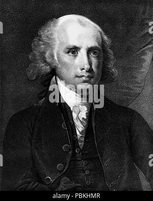 . Anglais : fr:demi-portrait lithographie le détail de James Madison, président des États-Unis de autour de 1828. James Madison 824 demi-portrait lithographie détail Banque D'Images