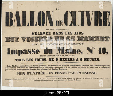 889 Le ballon de cuivre, qui doit incessamment s'élever dans les airs est visible en ce moment dans les ateliers de construction, Impasse du Maine, no. 10, près le chemin de fer de la Rive gauche RCAC2002724901 Banque D'Images