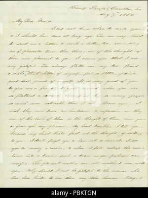 906 Lettre signée le Capitaine John W. Deforest, Carrollton, en Louisiane, à Lillie Lillie (Umsted), le 7 août 1862 Banque D'Images