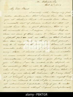 906 Lettre signée le Capitaine John W. DeForest, New Orleans, Louisiane, à Lillie Lillie (Umsted), 2 octobre 1862 Banque D'Images