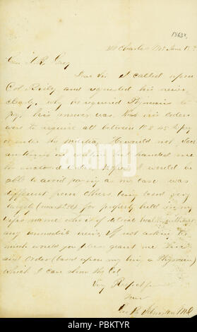 907 Lettre signée Géo. B. Johnston (George B. Johnston), Saint Charles, Mo., au général J.B. Gray (Gris), John B. 18 Juin, 1863 Banque D'Images