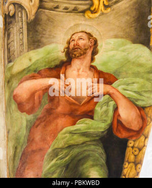 Fresque du 17ème siècle dans l'église de Saint Nicolas et saint Pierre Martyr à Valence, Espagne, représentant Jésus et un ange Banque D'Images