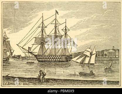 . English : 'Vue sur le port de Portsmouth', une gravure de Henry Howe's collections historiques de Virginie (1845) . 1843 gravée ; publié 1845 761 collections historiques de Virginie - Portsmouth Banque D'Images